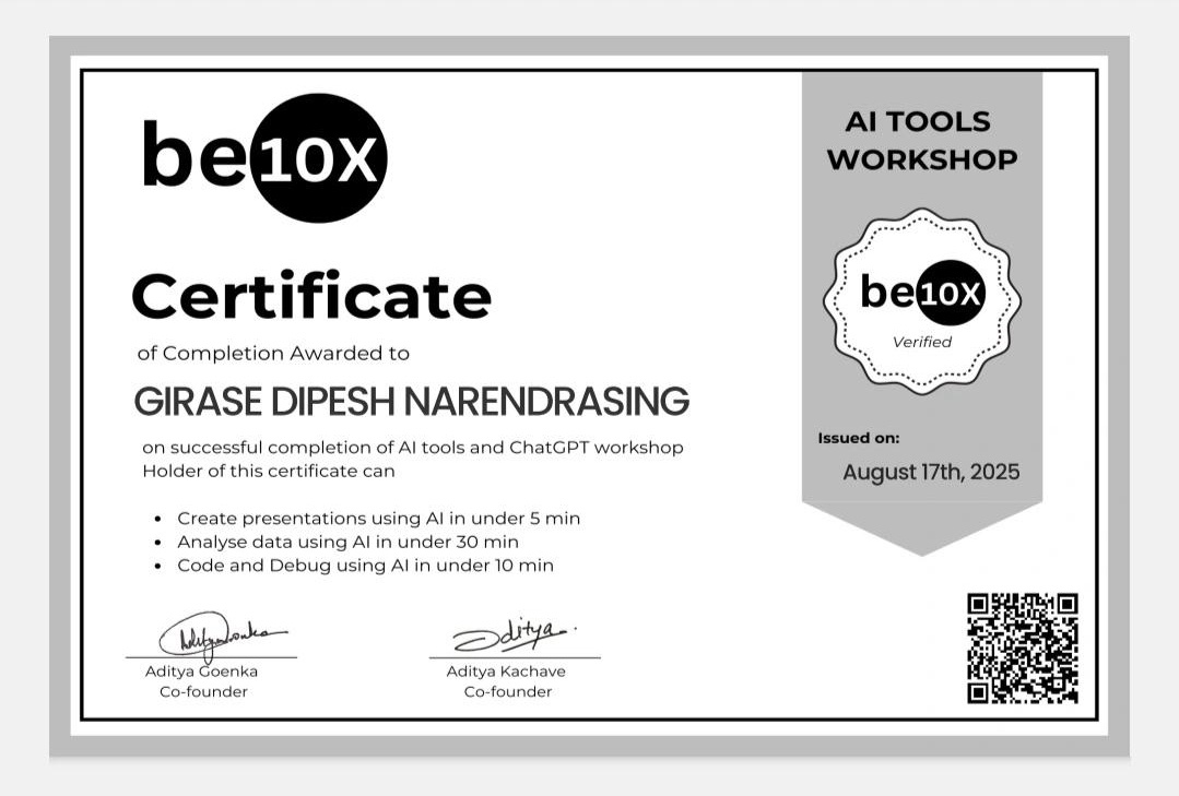 AI Tools Workshop Certificate